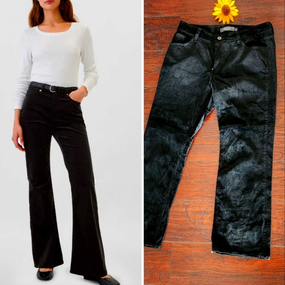 GAP VELVET BLACK BOOT CUT PANTS